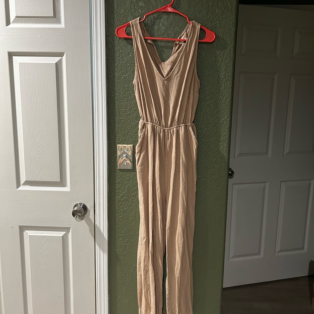 Tan Sleeveless Jumpsuit